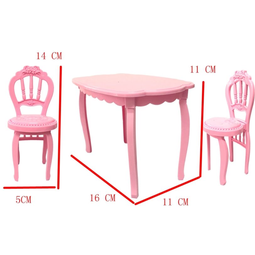 NK 3 Items/Set Doll Accessories 2 Fashion Chairs 1 Modern Table For Barbie Furniture Dining Home Toys Girl Gift DZ