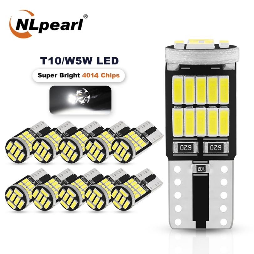 NLpearl W5W 194 T10 Led Bulbs 4014 SMD 6000K 168 194 Led 5w5 for Car Interior Dome Reading Lamp License Plate Light Signal Lamp