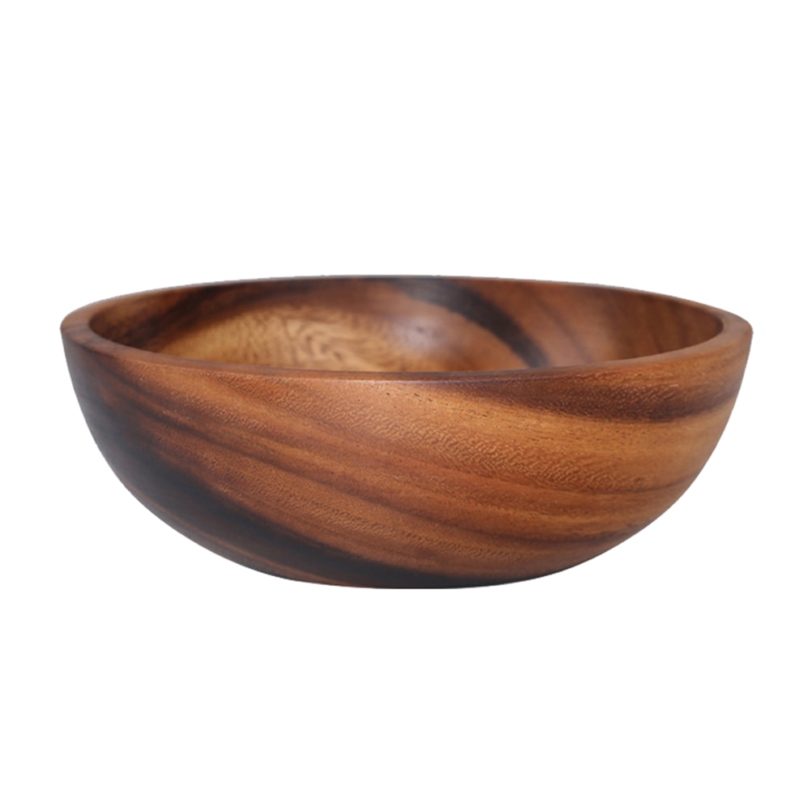 Natural Wood Bowl Eco Friendly Fruit Salad Noodles Rice Ice Cream Wood Bowl Art Crafts Decoration Kitchen Tools