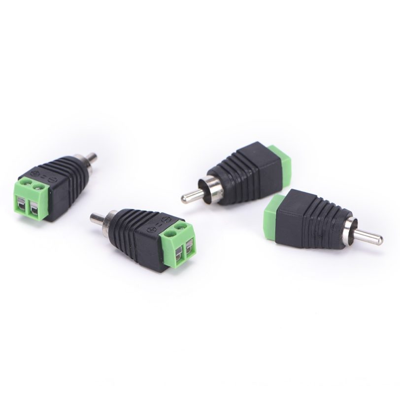 New 4pcs/lot CCTV Phono RCA Male Plug TO AV Terminal Connector Video AV Speaker Wire cable to Audio Male RCA Connector Adapter - Image 2