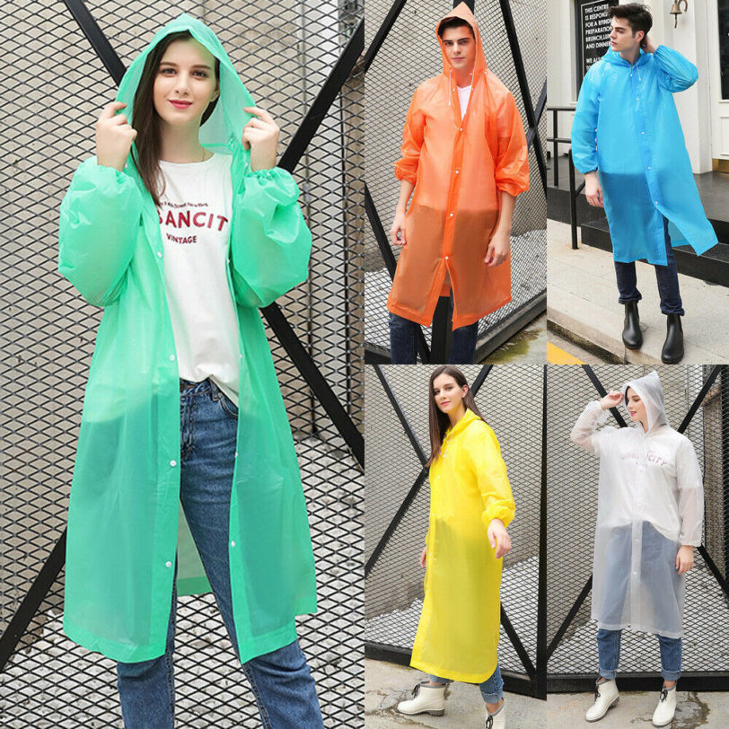 New Reusable Transparent Long Raincoat Men Women Waterproof Rainwear Outdoor Jacket Unisex Cycling Hiking Rain Gear Coat