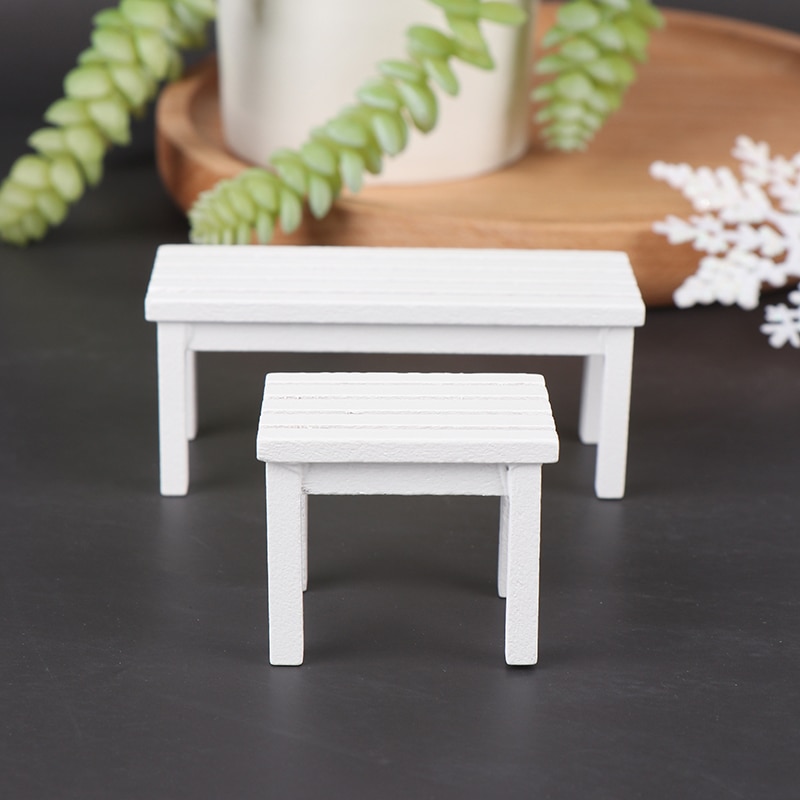 New White 1 12 Miniature Park Bench Stool Dollhouse Home Decoration Furniture Toys