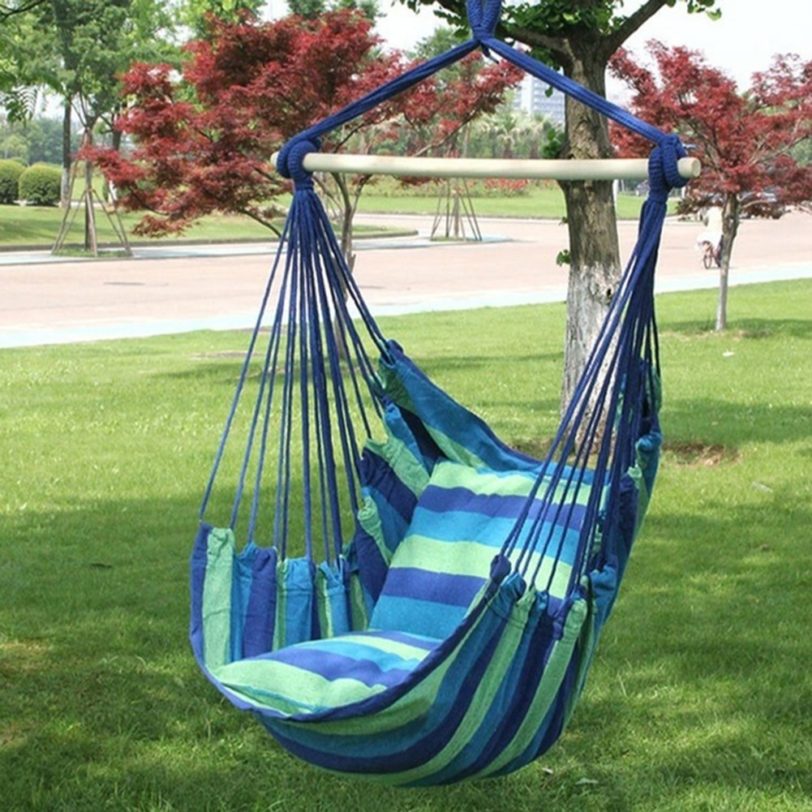 No Pillow No Sticks Hammock Camping Outdoor Hanging Rope Hammock Chair Swing Garden Hanging Hammock Swing Chair Lazy Canvas Bed