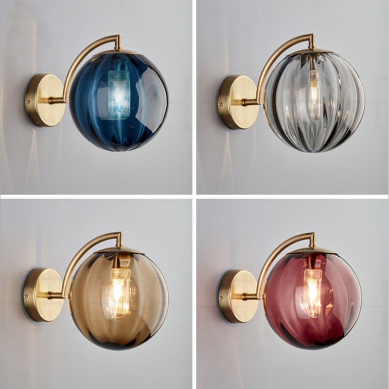 Nordic Led Wall Lamp Modern Glass Ball Wall Lamps For Living Room Bedroom Home Bedside Wall