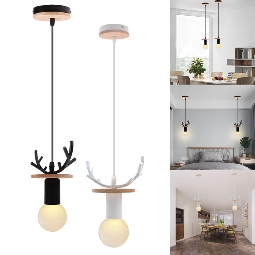 Nordic Simple Wood Antler Pendant Lights Led Hanging Lighting Lamp Fixture Kitchen Island Bar Hotel Children's Room Home Decor