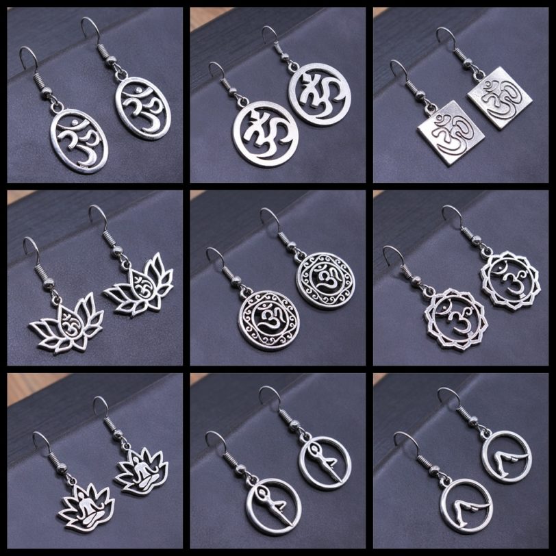 Om Sign Yoga Symbol Earring Yoga Om Symbol Zen Buddhism Glass Earrings For Women Jewellery