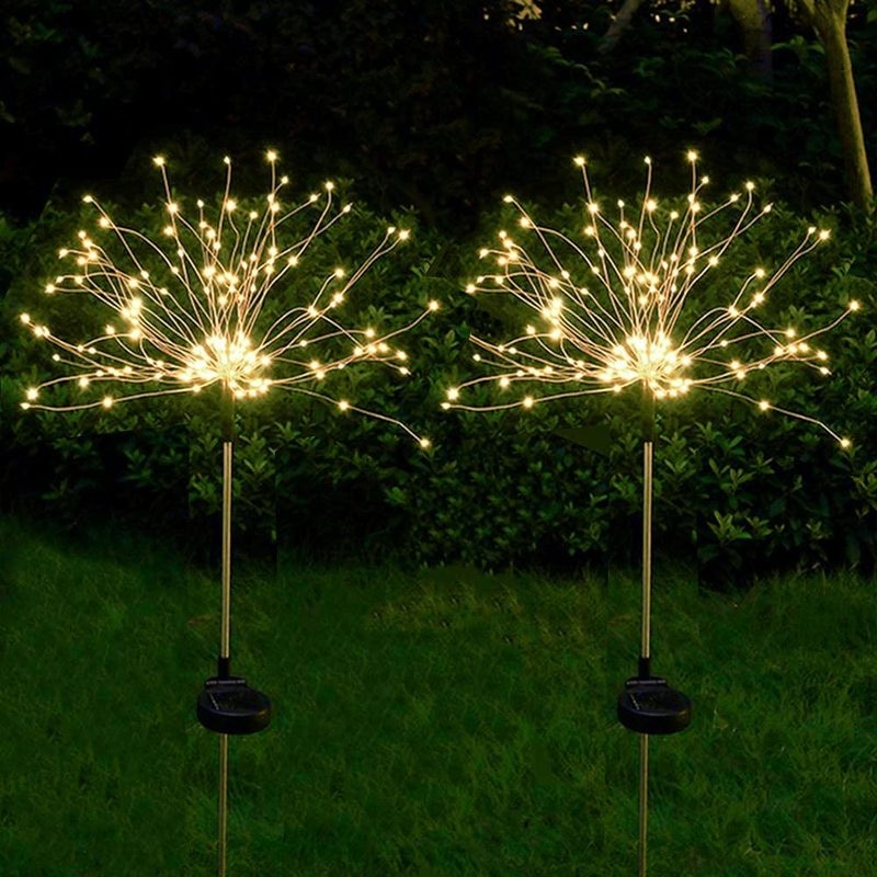 Outdoor LED Solar Flashing Fireworks Lights 90 120 150 LEDs Waterproof String Fairy Light For Home