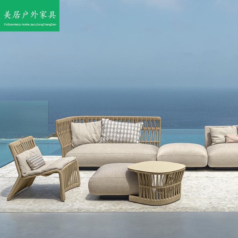 Outdoor rattan sofa hotel garden villa balcony leisure chair model courtyard combination furniture