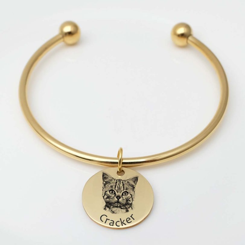 Personalized Photo Bangle, Custom Dog Photo Charm Bracelet, Personalized Pet Picture Bangle, Memorial Jewelry, Gift for Her