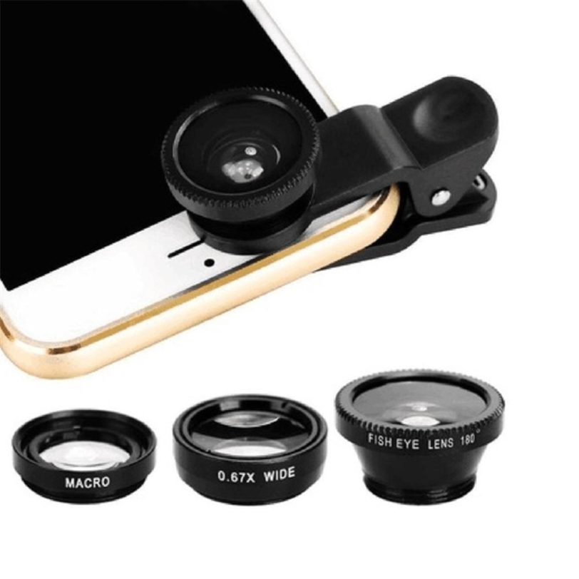 Phone lens Fisheye 0.67x Wide Angle Zoom lens fish eye 6x macro lenses Camera Kits with Clip lens on the phone for smartphone