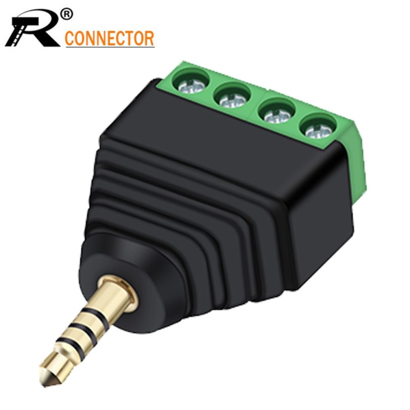 R Connector 1pc Video AV Balun 2.5mm 4 Pole Stereo Male to AV Screw Terminal Stereo Jack 2.5 mm male 4 pin Terminal Block Plug