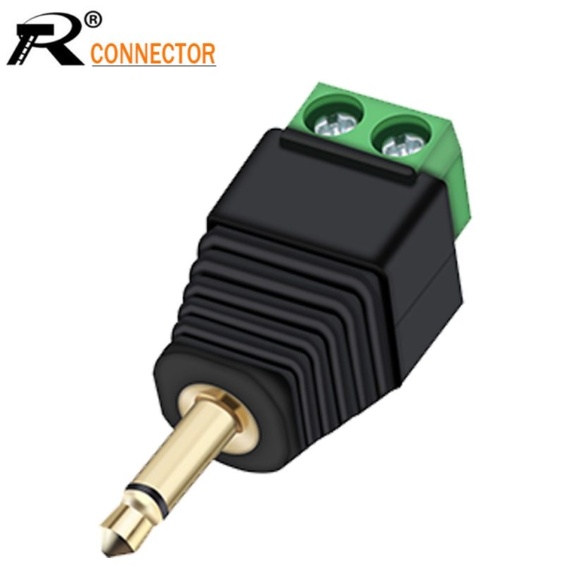 R Connector 1pc Video AV Balun 3.5mm 1/8" MONO male to AV Screw Terminal MONO jack 3.5 mm male 3 pin Terminal Block Plug