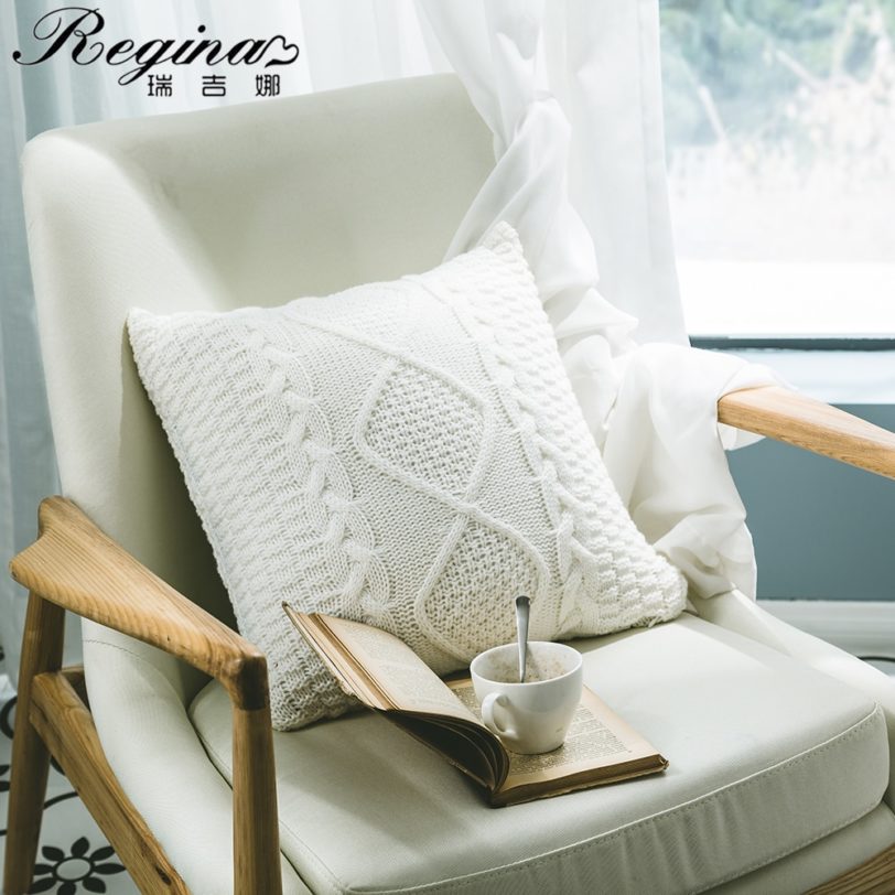 REGINA Super Soft Cushion Cover 45*45 Cozy Twist Delicate Knitted Bed Pillow Case Nordic Sofa Home Decorative Throw Pillow Cover