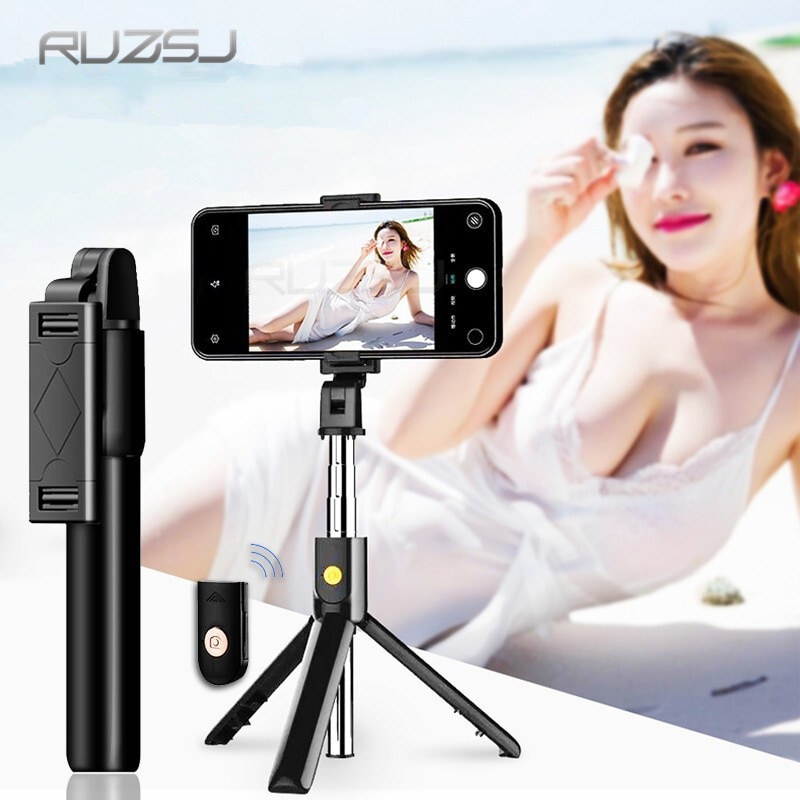 RUZSJ K07 Wireless Bluetooth Selfie Stick Foldable Mini Tripod Expandable Monopod with Remote Control for iPhone