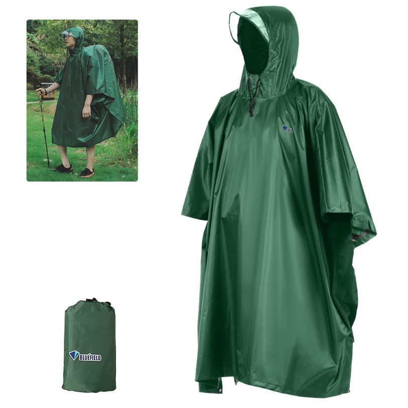 Rain Poncho Waterproof Raincoat with Hood Cycling Rain Cover Hiking Hooded Coat Jacket Motorcycle Rain Poncho Picnic Mat