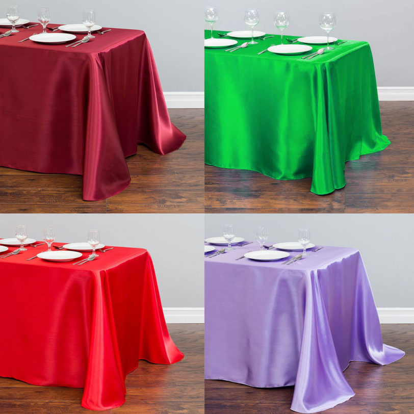 Rectangle Satin Tablecloth Table Overlays Banquet Dining Table Cover for adult Happy Birthday Party Supplies Wedding decorations