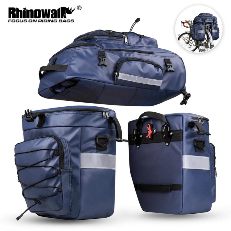 Rhinowalk New Bike Bag 3 In 1 Bicycle Pannier Bag 65l Mtb Cycling Luggage Rear Seat Trunk-bag Waterproof Multifunction Backpack