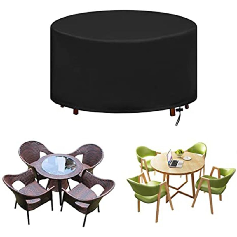 Round Patio Furniture Covers,210D Heavy Duty Outdoor Furniture Covers Table Cover of Windproof, Waterproof, Anti-UV for Garden