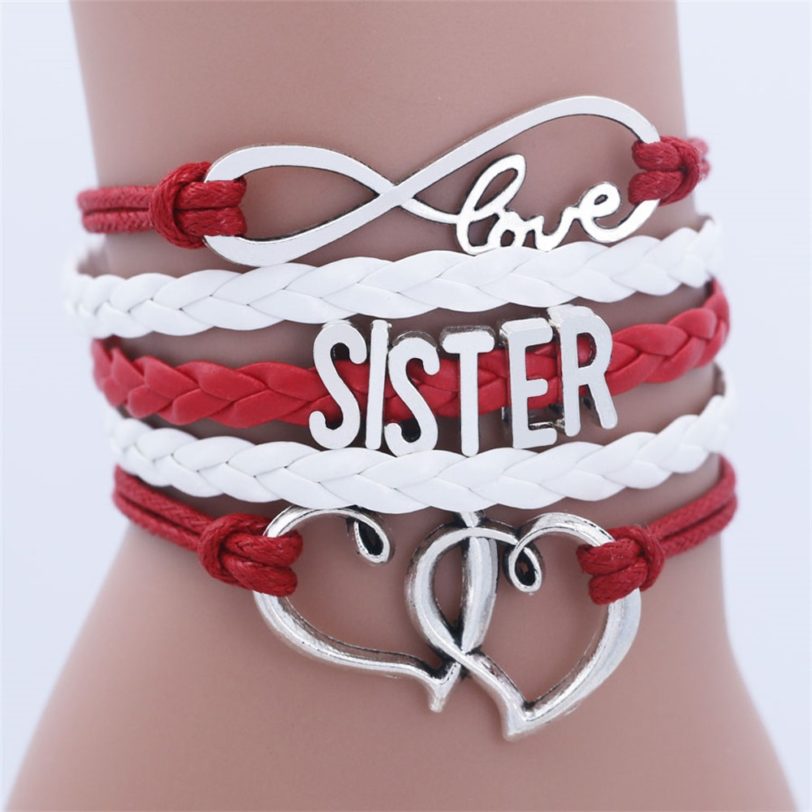 SISTER Kids Double Heart Chain Bracelet for Girls Friendship Bracelets Jewelry Multi-Layer Charm Bracelet Fashion Jewelry