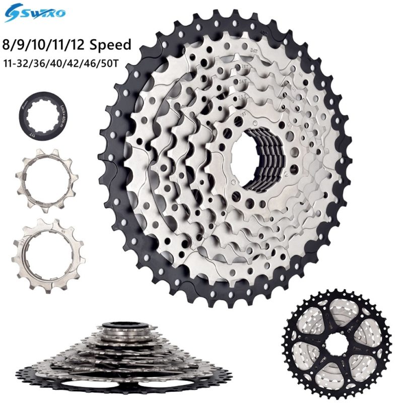 SWTXO Bicycle Cassette 8/9/10/11/12 Speed MTB Freewheel 11-32/36/40/42/46/50T Mountain Bike Flyheel Sprocket k7 9v 10v 11v 12v