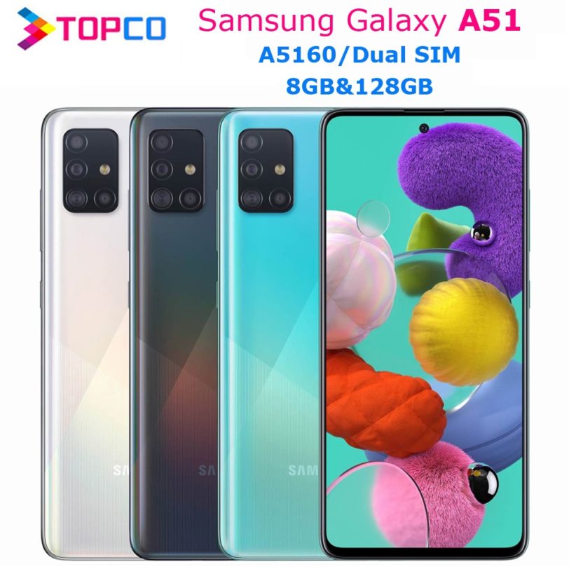 Samsung Galaxy A51 A5160 Original Mobile Phone Dual Sim Octa Core Exynos 9611 6.5" 4 back Cameras 8GB&128GB NFC Fingerprint