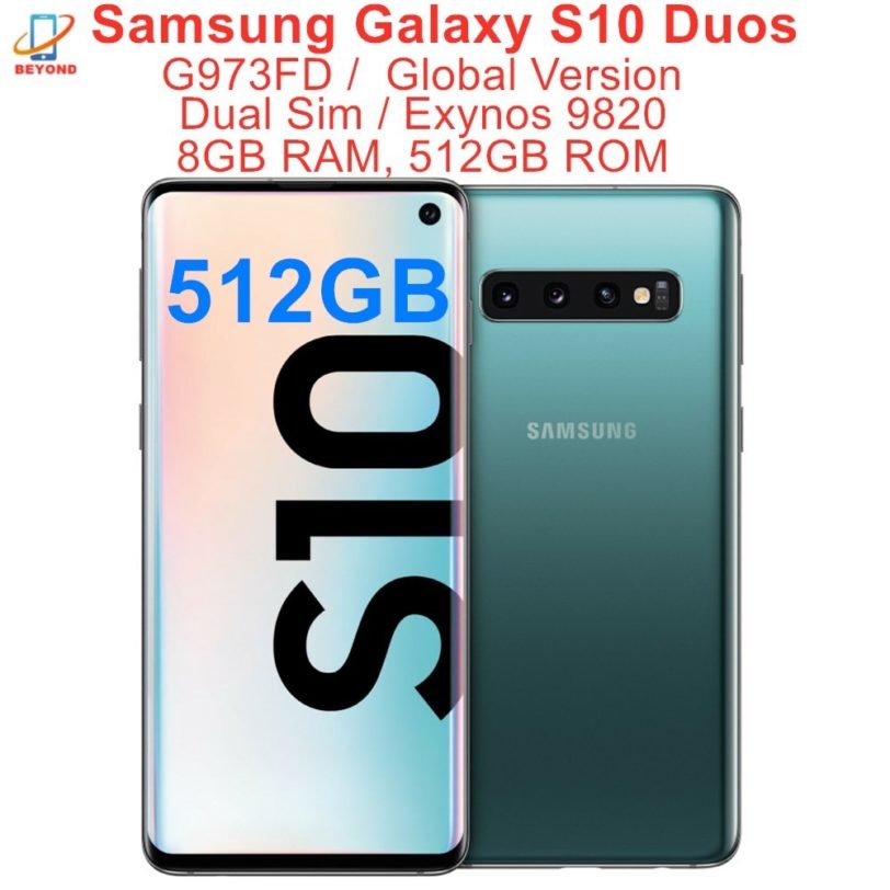 Samsung Galaxy S10 Duos G973FD Dual Sim 512GB ROM 8GB RAM 6.1" Octa Core Global Version NFC 4G LTE Exynos 9820 Cell Phone