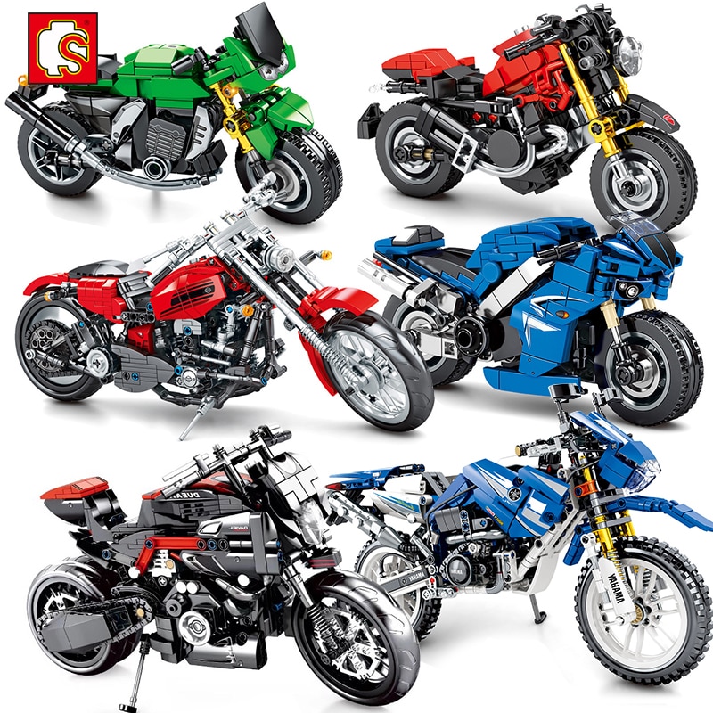 Sembo Blocks Motorcycle Moto City Vehicles Car Racing Speed Motorbike Moc Model Building Blocks Models Bricks