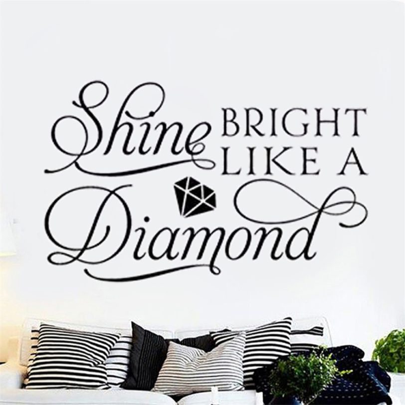 Shine Bright Like A Diamond Song Home Wall Decals Window Livingroom Bedroom Hallway Stickers Removable Vinyl Mural Decor DW4845