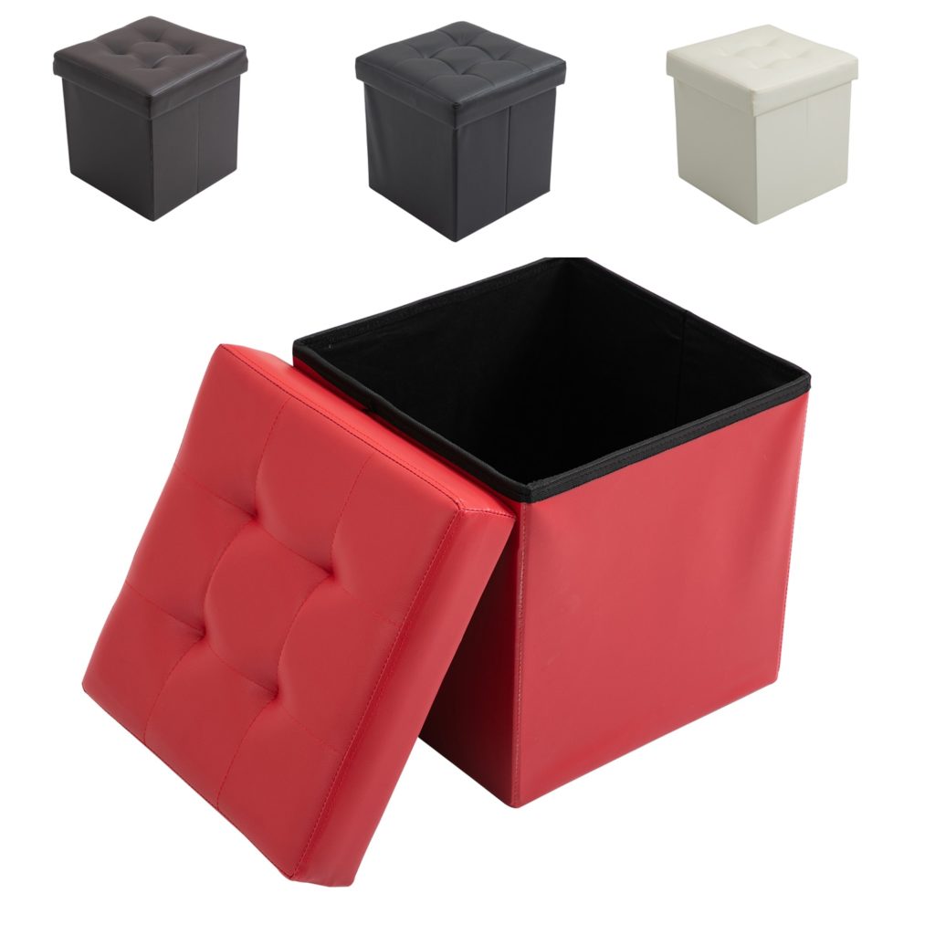 Sigtua Footstool Storage Box Cube Leather Space Saving Folding Storage Footstool Toy Chest Dressing Stool Seat