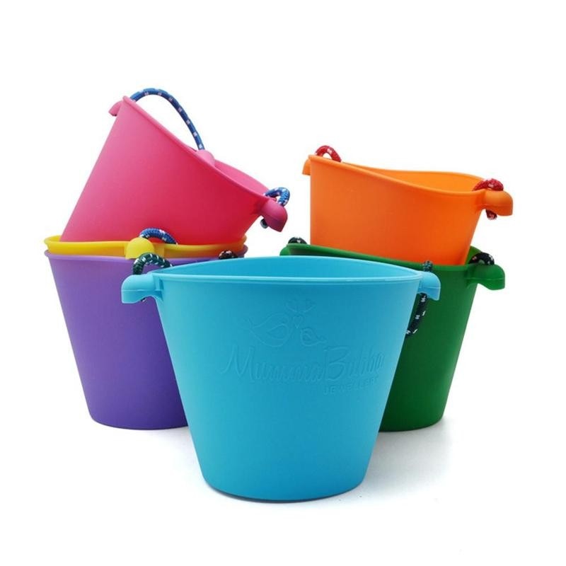 Silicone Beach Bucket Toys For Children Folding Hand Bucket Kids Baby Beach Sand Play Water Pour