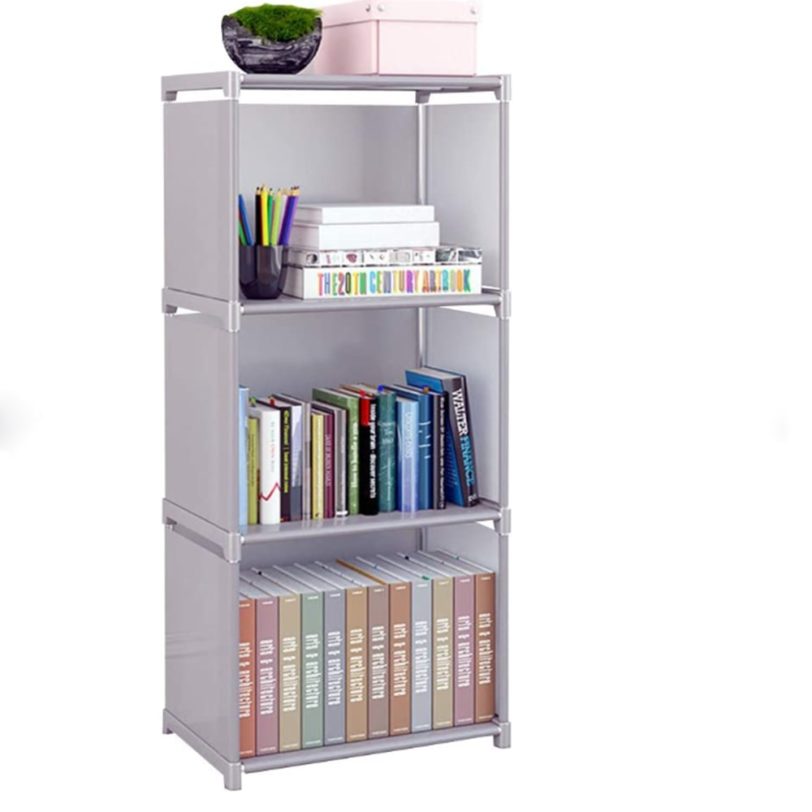 Simple Bookshelf Stainless Steel Easy Moving Assembled Shelf Bookcase Creative Modern Home Decoration Shelf