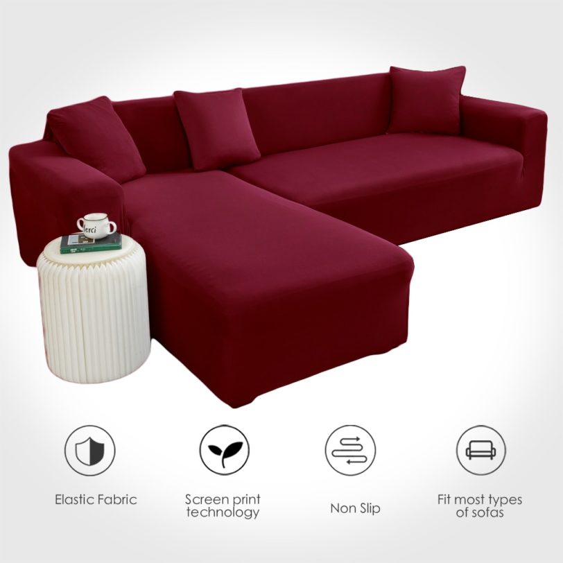 Sofa Cover Spandex Solid Color Elastic Corner Sofa Need 2 Pieces Sofa Cover Living Room 1/2/3/4 Seater