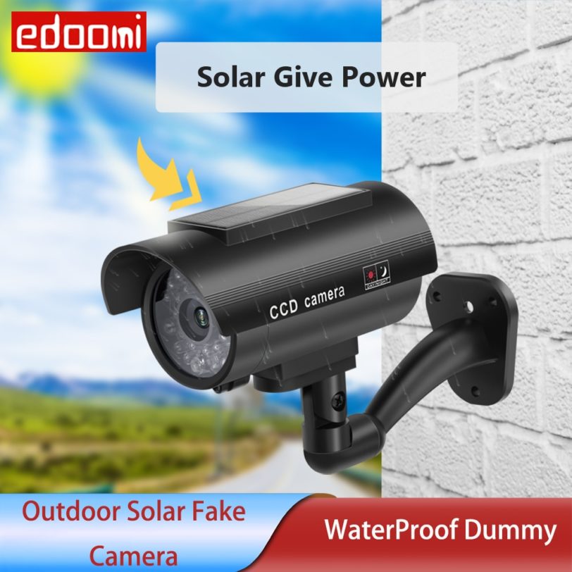 Solar Power Dummy Camera Outdoor Indoor Bullet LED Light Monitor Security Waterproof Fake Camera CCTV Surveillance