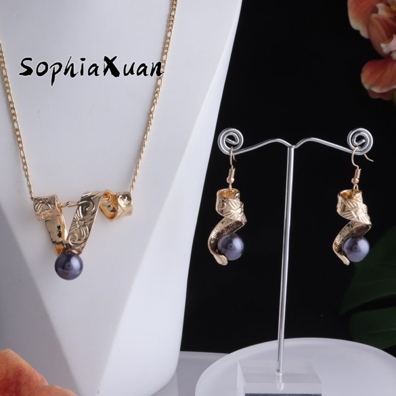 SophiaXuan New Design Hawaiian Fashion Jewelry Sets Multicolor Pearl Unusual Earrings Necklaces Sets for Women 2021 Jewelry Gift