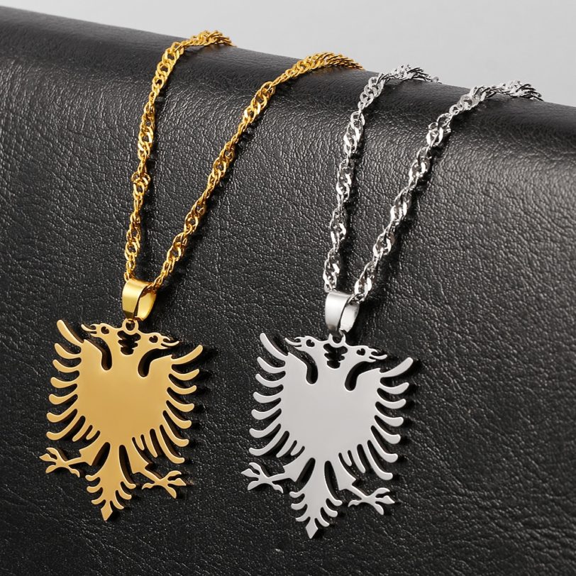 Stainless Steel Albanian Eagle Necklace Women Men Unisex Chain Necklaces Mystery Gifts For Kids