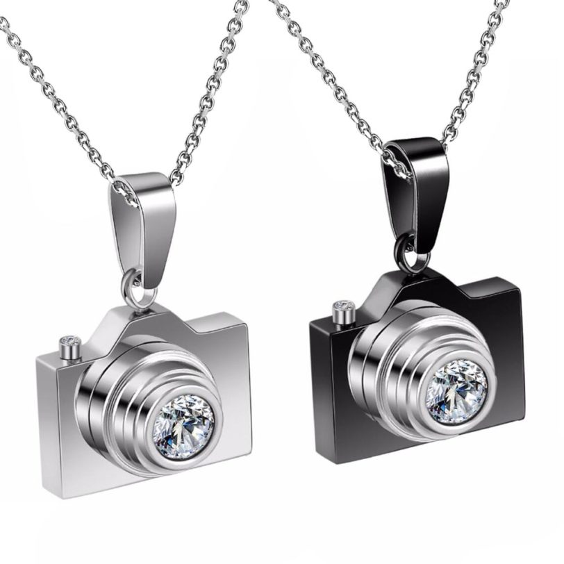 Stainless Steel Camera Pendants Black Gun Tone Fashion Necklaces Jewelry for Men Women Dropship Wholesale