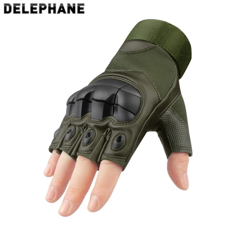 Summer PU Leather Fingerless Tactical Gloves Military Men Women Knuckles Protective Gear Hand Driving Climbing Cycling Army