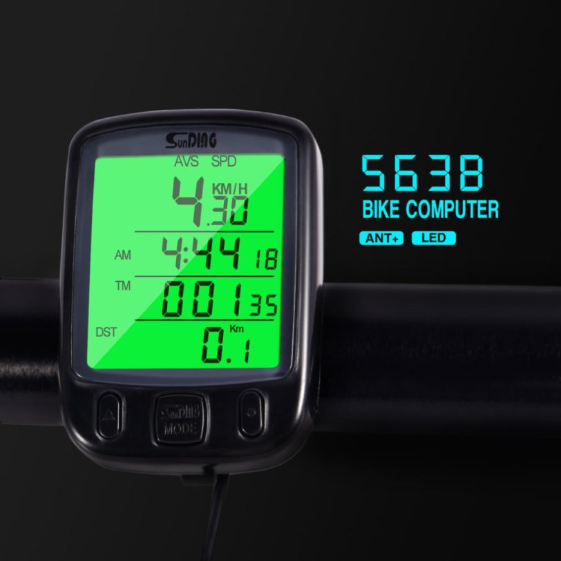 Sunding SD 563A Bike Computer Waterproof Bicycle Odometer LCD Display Cycling Speedometer with Green Backlight