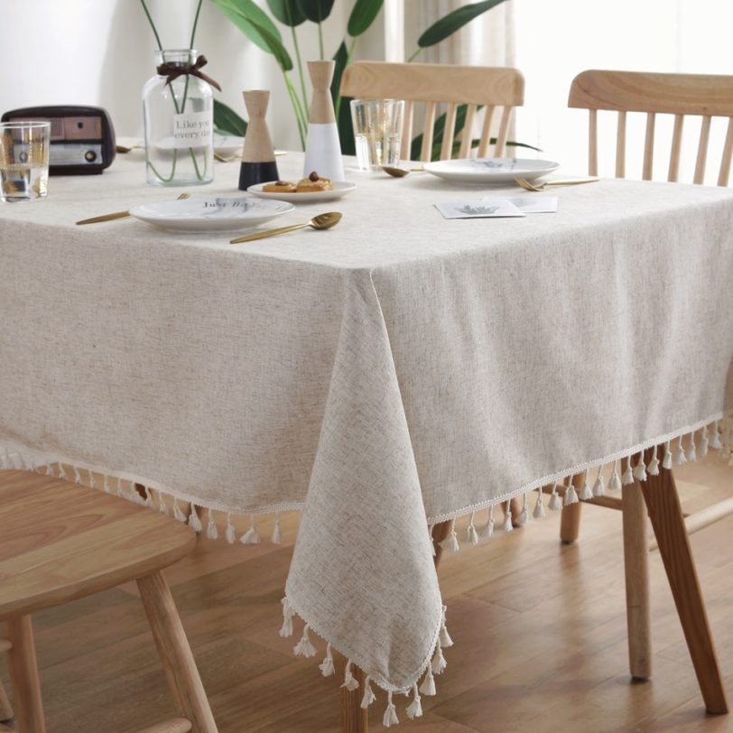 TABLECLOTH FOR THE TABL with Tassel Rectangle Linen Table Cloth Wedding Decor Coffee for Living Room