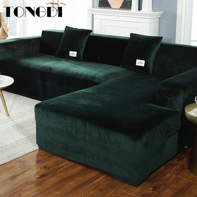 TONGDI Lustrous Elastic Sofa Cover Soft Elegant All inclusive Velvet Luxury Pretty Decor Slipcover Couch For