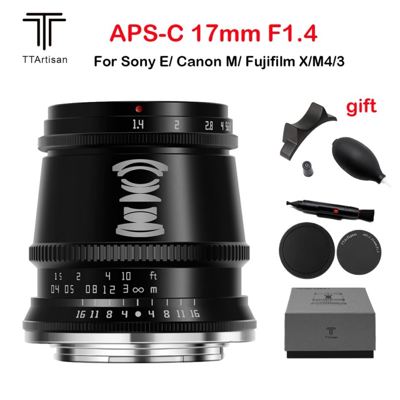 TTArtisan 17mm F1.4 APS-C Cameras Lens Manual Focus MF for Canon M EF-M EOS-M Sony E Fujifilm X Fuji X M43 M4/3 Mount