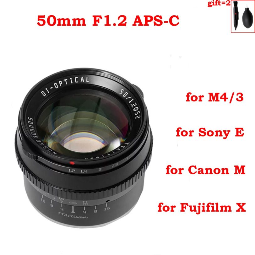 TTArtisan 50mm F1.2 APS-C Cameras Lens Manual Focus MF for Leica L Sony E Fujifilm Fuji X Canon EF-M M4/3 Mount lumix Olympus