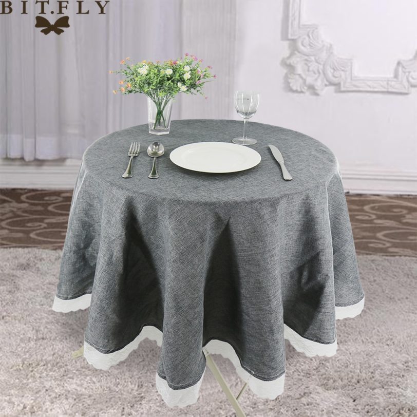 Table Cloth Round Wedding Party Table Cover Imitate Linen Lace Tablecloth Nordic Tea Coffee Tablecloths Home Kitchen Decor