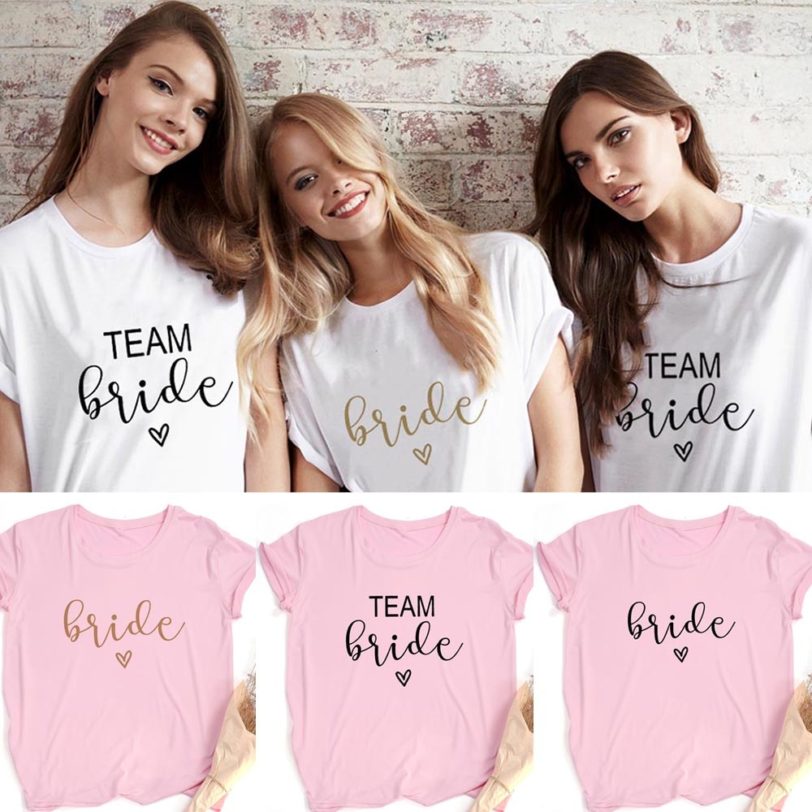 Team Bride Print Women Short Sleeve T Shirts Bachelorette Wedding Party Graphic T-shirt Harajuku Tshirt Female Tees Tops Hipster