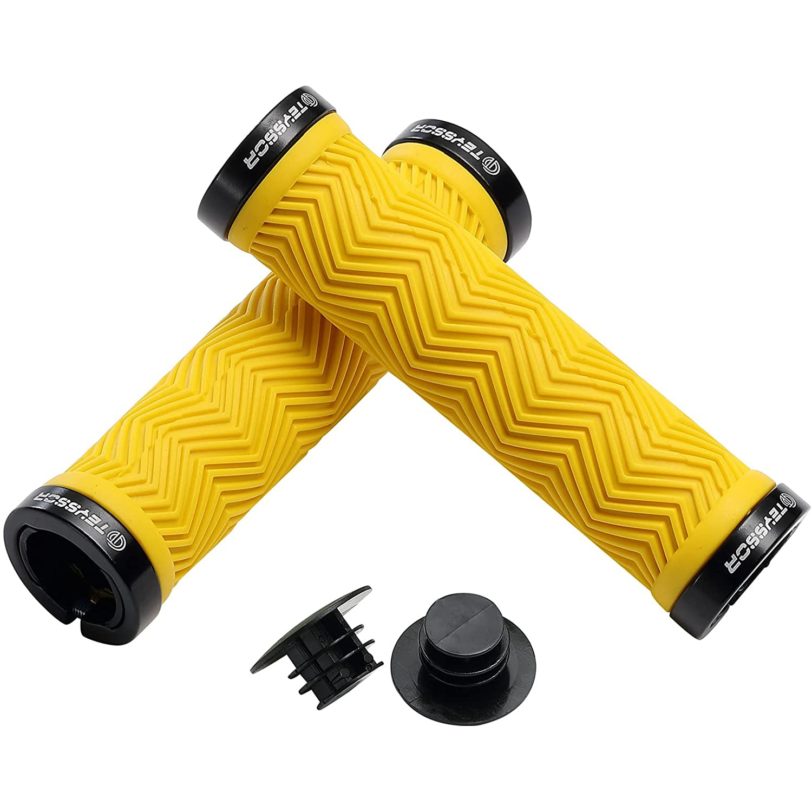 Teyssor Mountain Bike Grips Double Lock on, Non-Slip Shock Absorbing Bicycle Handlebar Grips 130mm for MTB Downhill