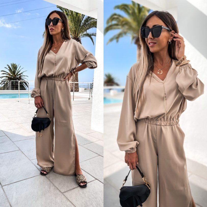 Tracksuit women Summer Chiffon Soft Crop top Pants Suits Solid Mujer Lady Suit Loose Split Sets outfit Vetement Femme 2021 - Image 4