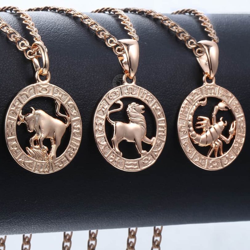 Trendsmax 12 Zodiac Sign Constellations Pendants Necklaces For Women Men 585 Rose Gold Male Jewelry Fashion Birthday Gifts GPM16