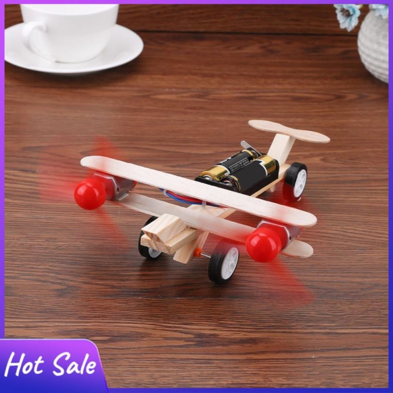 Twin Blades Electric Skating Aircraft Kit Toy Airplane Science DIY Model Science Small Inventions Scientific