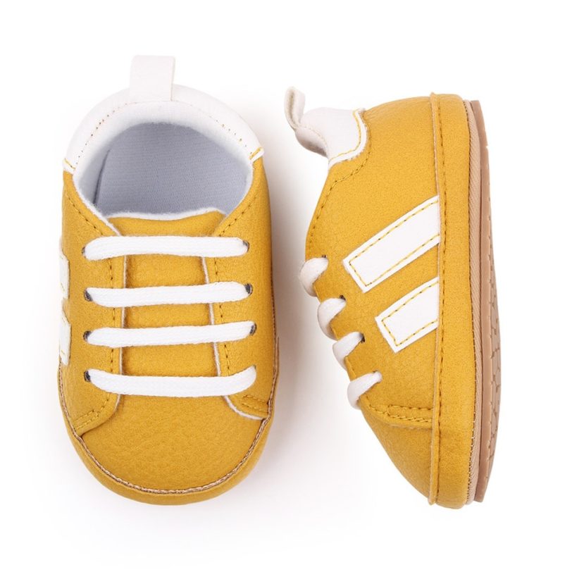 Two Striped PatchWork Baby Shoes For Boys Girls Hard Sole Shoes Spring Bebes Sneakers Toddler Newborn Shoes First Walker - Image 6