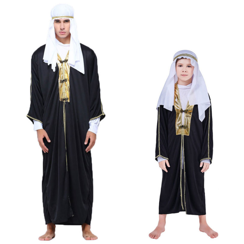 Umorden Arab Arabian Sheik Costume Robe Novelty Sultan Costumes for Men Boys Fancy Carnival Halloween Purim Party Cosplay